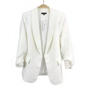 NEW MICHEL women's blushing three-quarter sleeve blazer in white